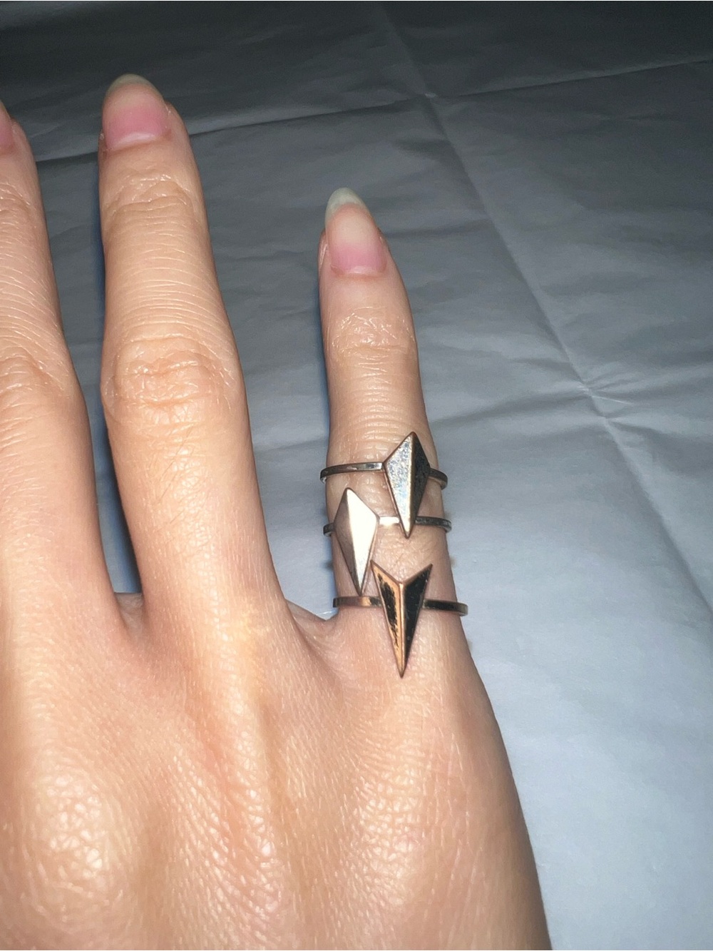 3 Geometric Arrow Triple Band Pinky Rings Set